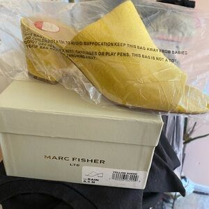 Marc Fisher Vibrant Yellow Suede Mules